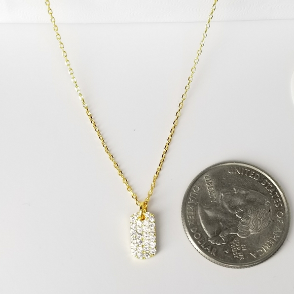 NWT Ultrachic Dainty Dog Tag Pave CZ Necklace - Picture 9 of 10